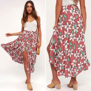 O’Neill Kalani Rusty Rose Floral Print Maxi Skirt